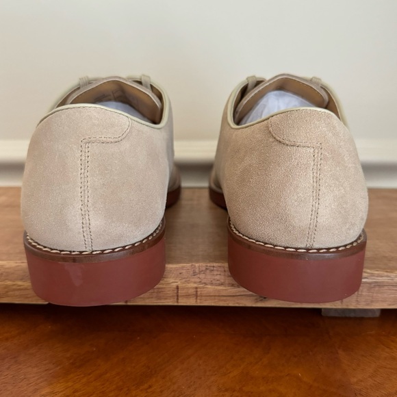 LANDS END Sandstone Beige Lace Up Suede Buck Oxford Dress Shoes Sz 9 M - Picture 6 of 11